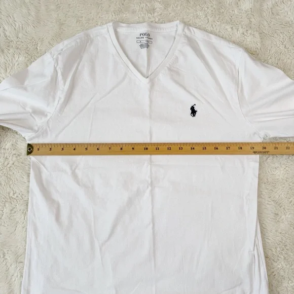 POLO Ralph Lauren Men White Cotton Jersey Long Sleeve Shirt MEDIUM Classic Basic - Picture 4 of 8